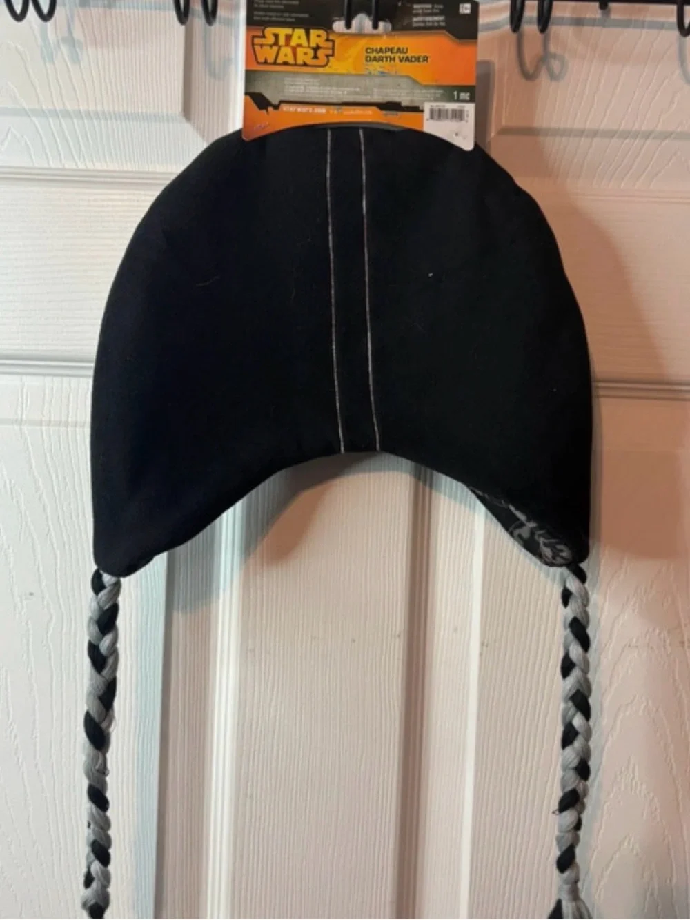 Star Wars Black Darth Vader Kids Earflap Hat with Braided Tassels